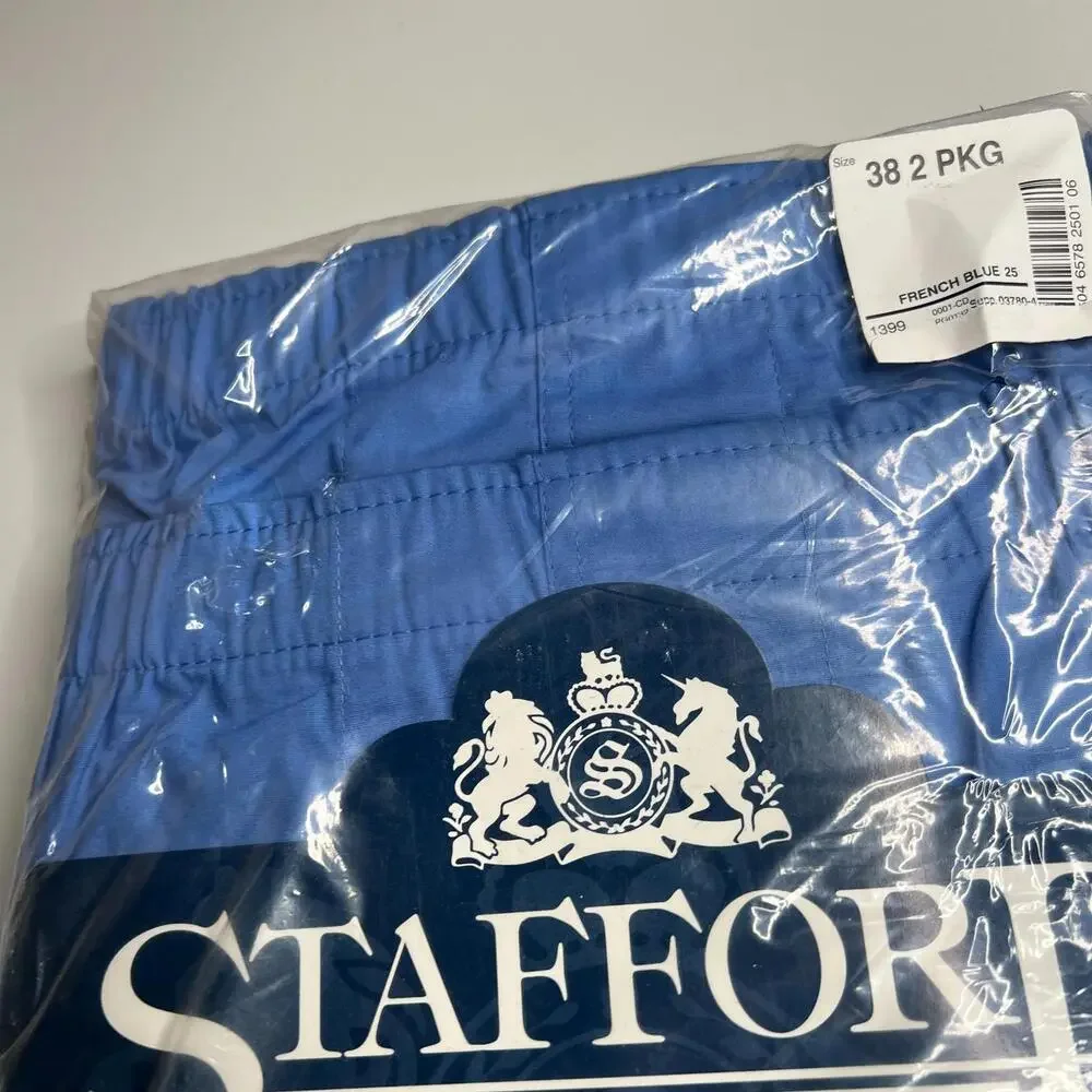Vintage 2000s Stafford Men’s Boxers 2-Pack Size 38 NOS All Cotton French Blue‎